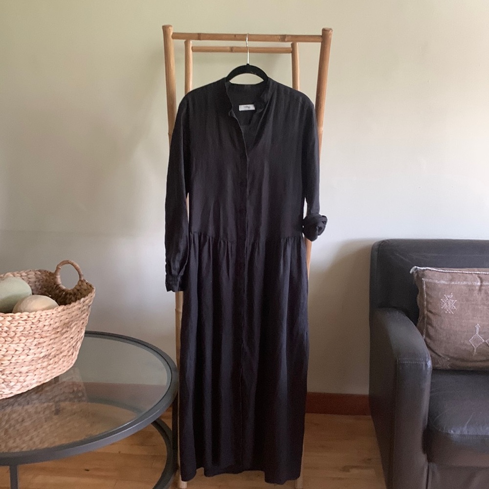 100% linen button down dress